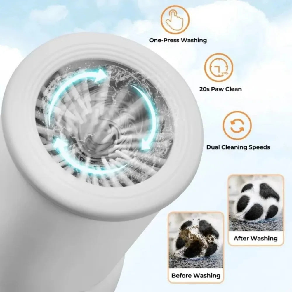 Automatic Dog Paw Cleaner, Rechargeable, Soft Silicone Bristles Remove Dirt and Mud for Small and Medium Dog Breeds