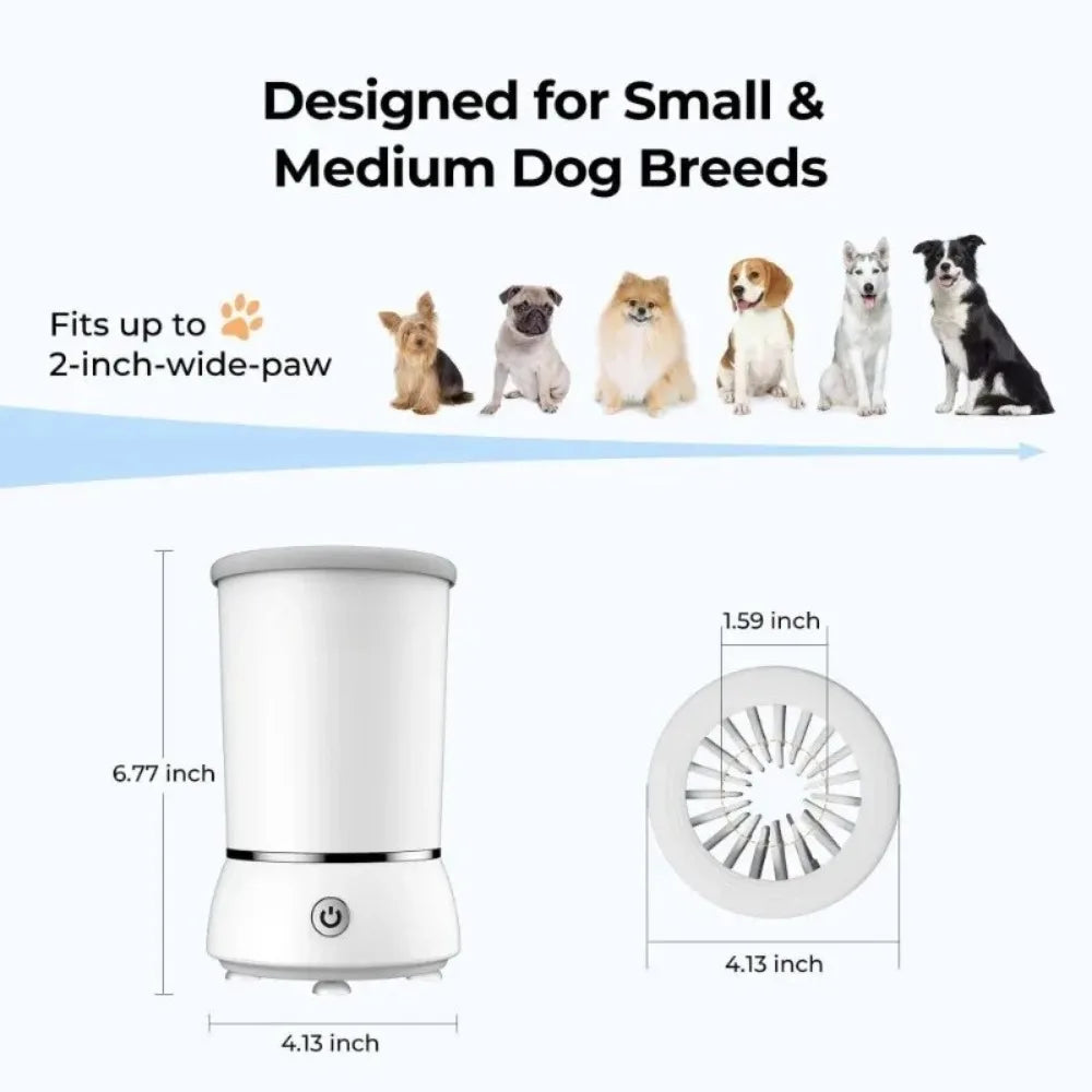 Automatic Dog Paw Cleaner, Rechargeable, Soft Silicone Bristles Remove Dirt and Mud for Small and Medium Dog Breeds