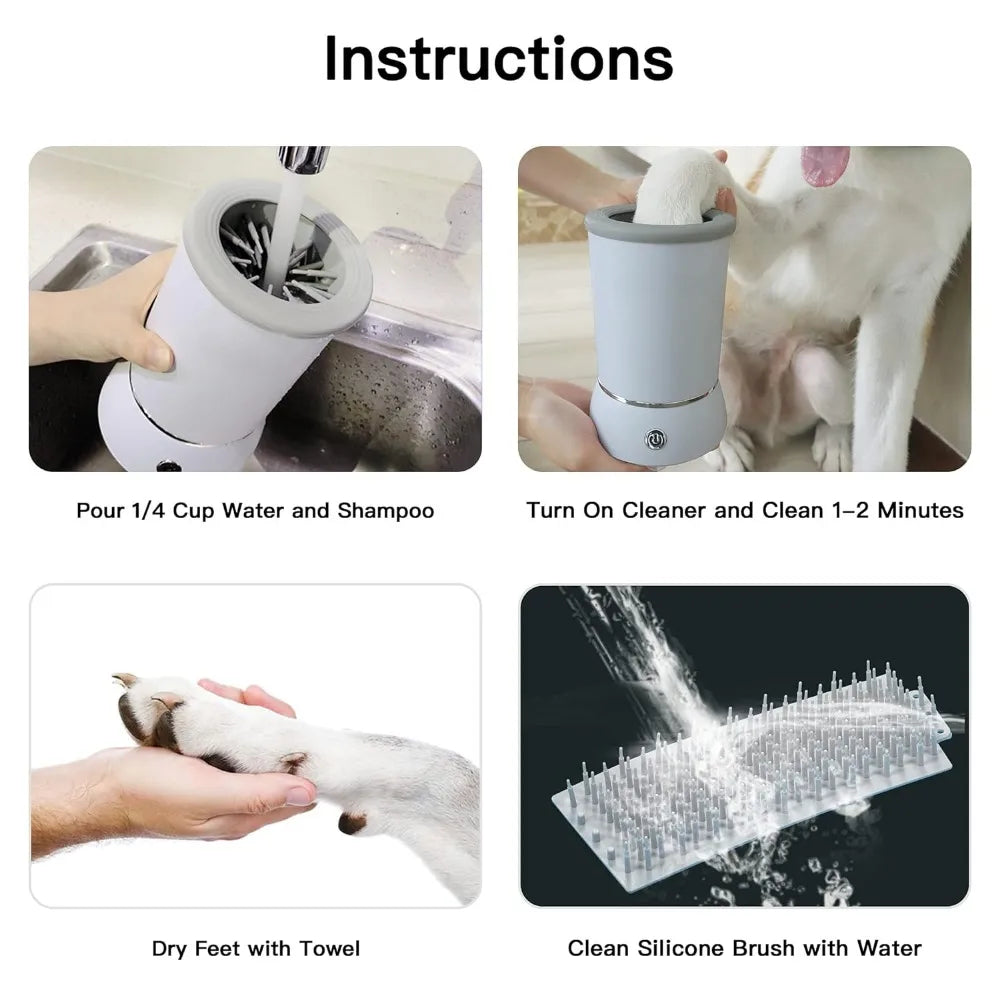 Automatic Dog Paw Cleaner, Rechargeable, Soft Silicone Bristles Remove Dirt and Mud for Small and Medium Dog Breeds