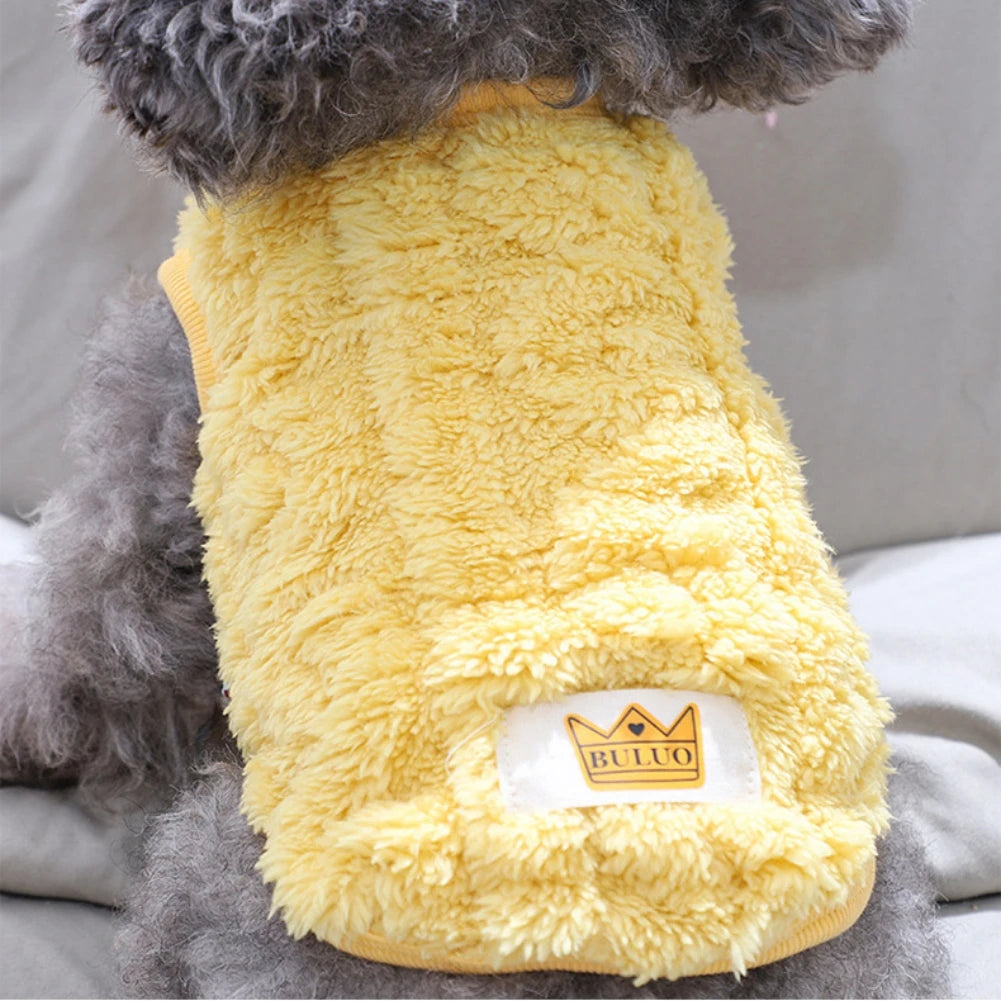 Pet Vest Sweater Cute Wavy Double-sided Fleece Soft Warm Dog Pullover for Small Medium Dogs Cats Jacket Clothing