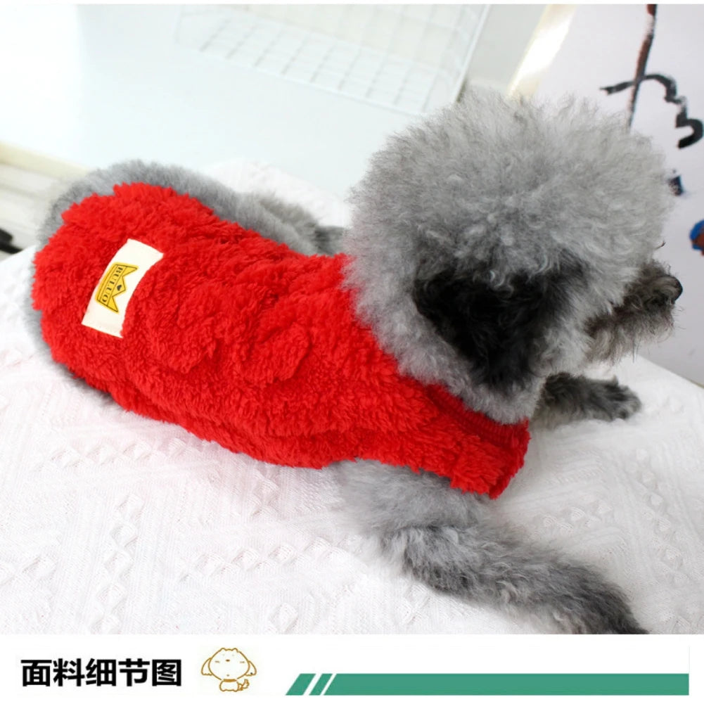 Pet Vest Sweater Cute Wavy Double-sided Fleece Soft Warm Dog Pullover for Small Medium Dogs Cats Jacket Clothing