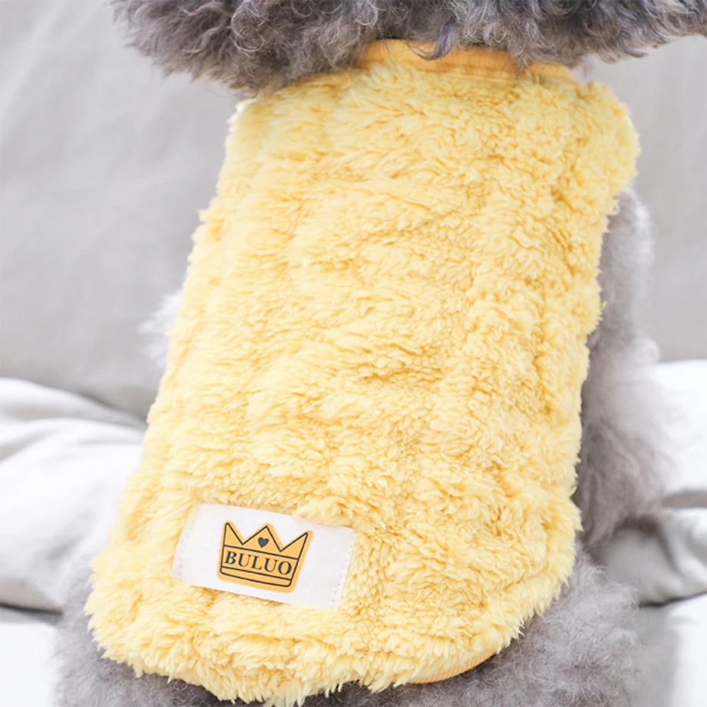 Pet Vest Sweater Cute Wavy Double-sided Fleece Soft Warm Dog Pullover for Small Medium Dogs Cats Jacket Clothing