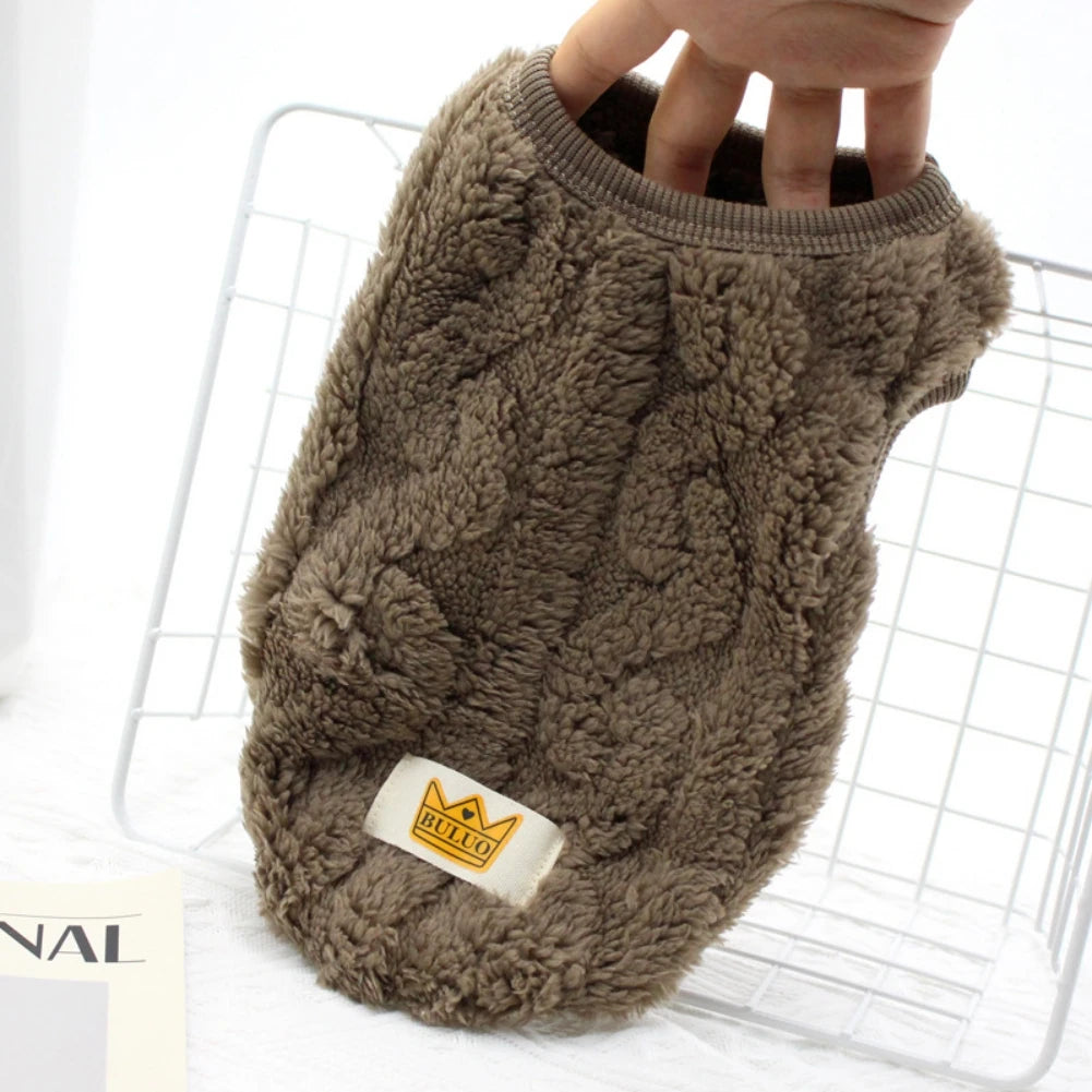 Pet Vest Sweater Cute Wavy Double-sided Fleece Soft Warm Dog Pullover for Small Medium Dogs Cats Jacket Clothing