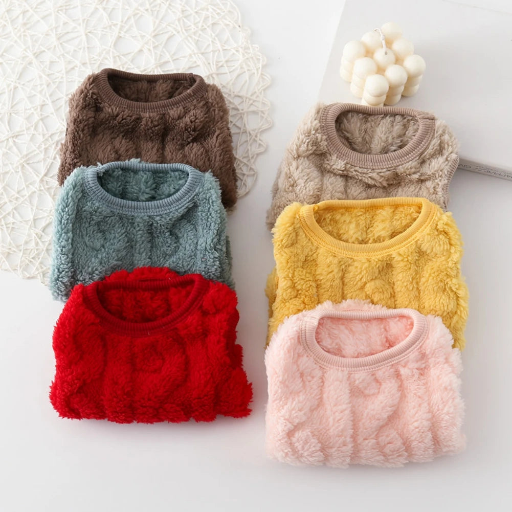 Pet Vest Sweater Cute Wavy Double-sided Fleece Soft Warm Dog Pullover for Small Medium Dogs Cats Jacket Clothing