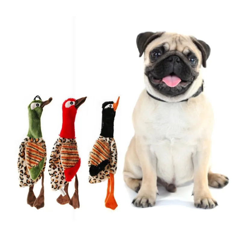 30*9cm Interesting Squeak Plush Pet Dog Toy Duck Bird Stuffing Free Puppy Interactive Cleaning Tooth Dog Chew Rope Toys