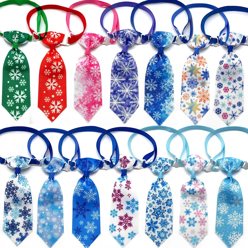 50PCS Pet Dog Product Winter Snowflake Bowties Cute Bowknot Adjustable Puppy Dog Bow Tie Dog Grooming Product Dog Winter Bows