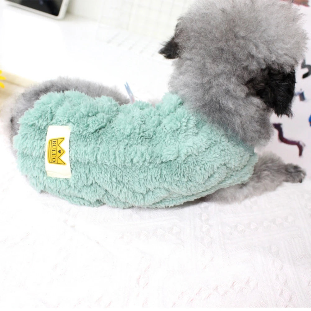 Pet Vest Sweater Cute Wavy Double-sided Fleece Soft Warm Dog Pullover for Small Medium Dogs Cats Jacket Clothing