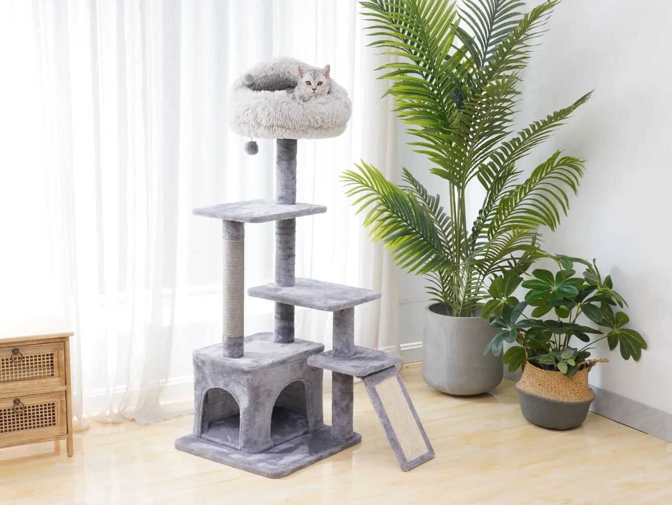 4-Level Grey Cat Tree Condo 48" Height