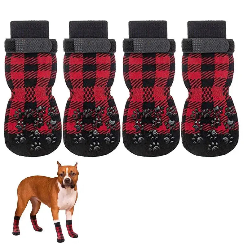 Non-Slip Dog Socks Christmas Indoor Boots Socks Knitted Pet Puppy Shoes Paw Print For Small Medium Large Dogs Cat Dog Supplies