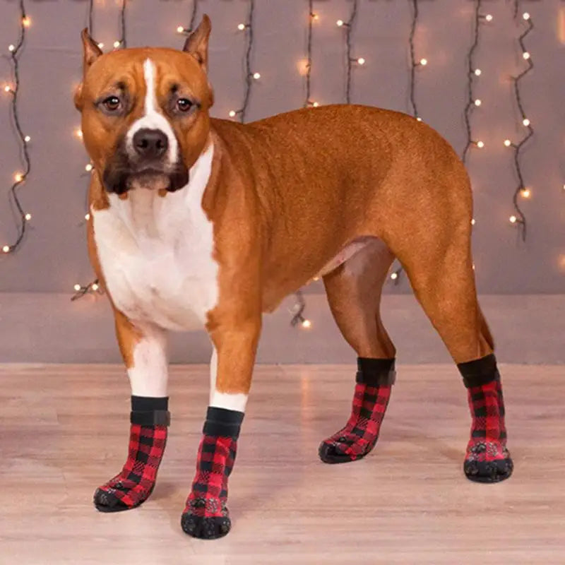 Non-Slip Dog Socks Christmas Indoor Boots Socks Knitted Pet Puppy Shoes Paw Print For Small Medium Large Dogs Cat Dog Supplies