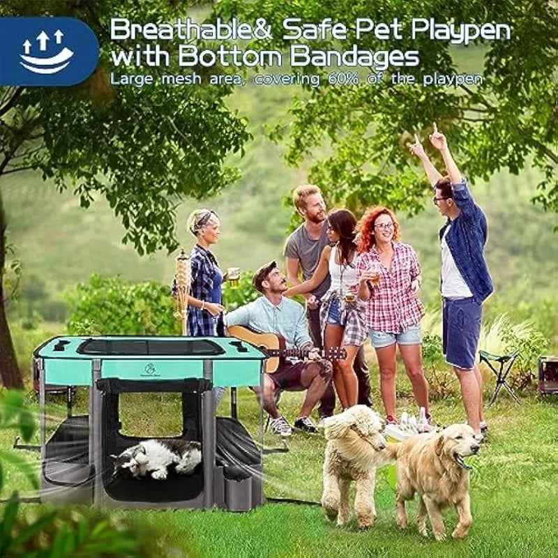 Foldable Dog Cat Playpens,Portable Exercise Kennel Tent,Water-Resistant Removable Shade Cover,Indoor Outdoor Travel Camping Use