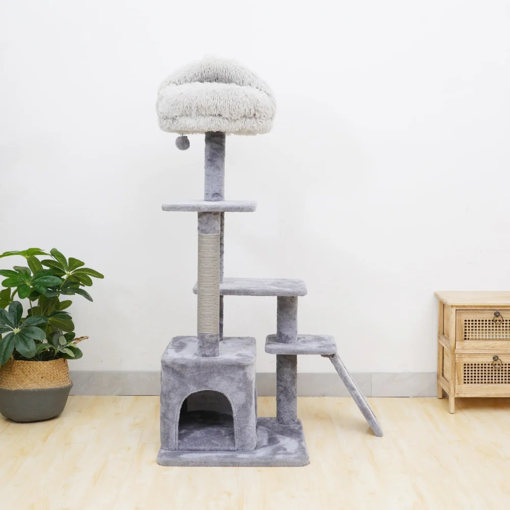 4-Level Grey Cat Tree Condo 48" Height