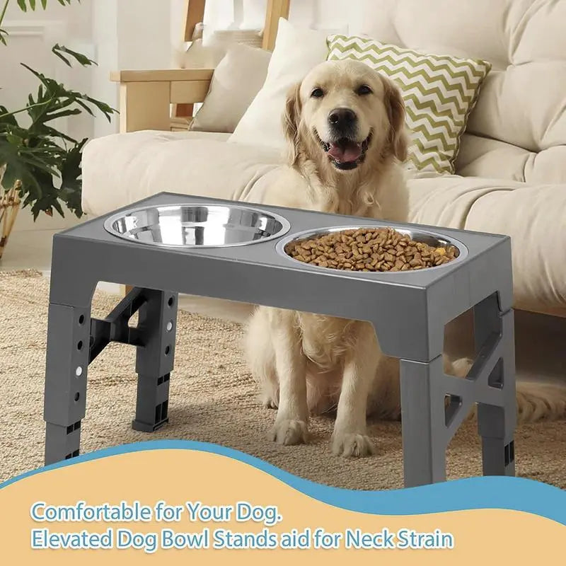 Elevated Dogs Bowls Adjustable Heights Raised Dog Food Water Bowl With Slow Feeder Bowl Standing Cat Bowl For Medium Large Dogs