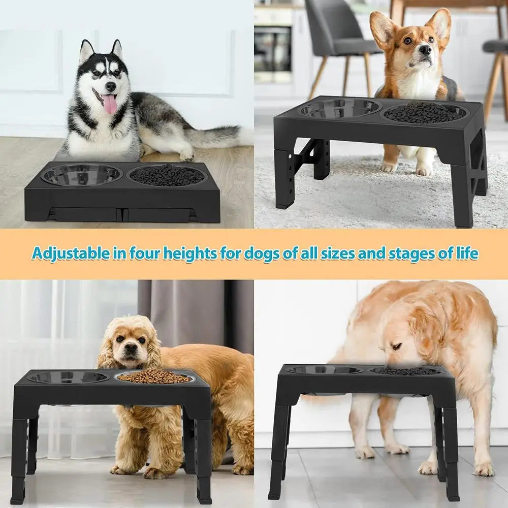 Elevated Dogs Bowls Adjustable Heights Raised Dog Food Water Bowl With Slow Feeder Bowl Standing Cat Bowl For Medium Large Dogs