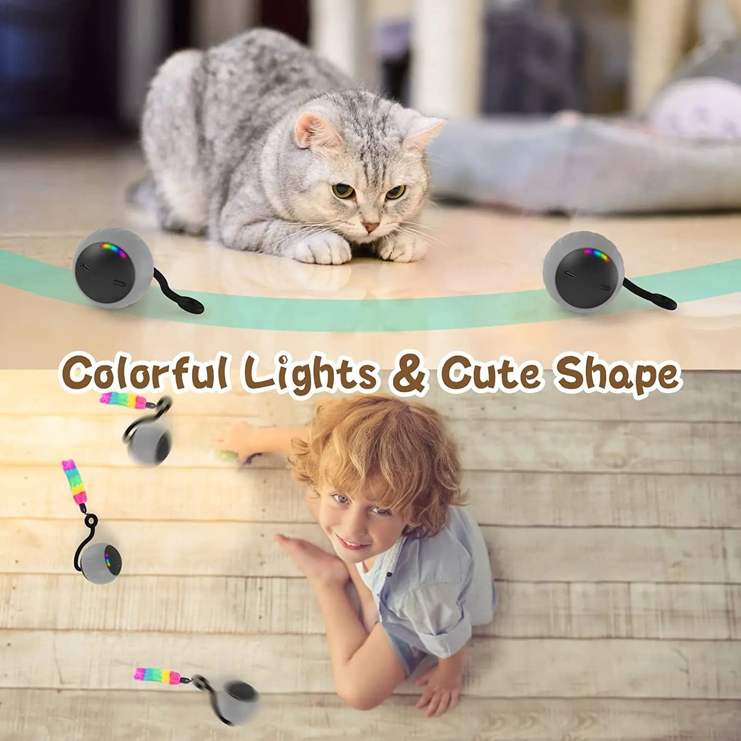 Interactive Cat Toys ,Automatic Cat Ball, LED