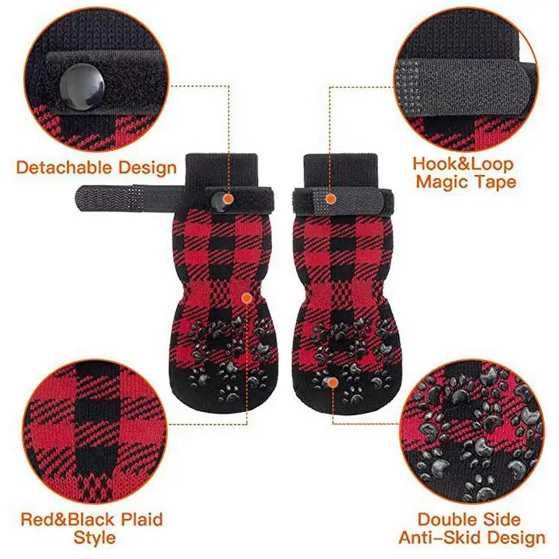 Non-Slip Dog Socks Christmas Indoor Boots Socks Knitted Pet Puppy Shoes Paw Print For Small Medium Large Dogs Cat Dog Supplies