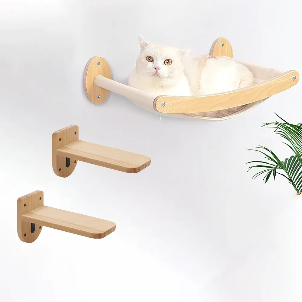 3 Pieces Wall Mounted Cat Bed Hammock,Climbing Shelves