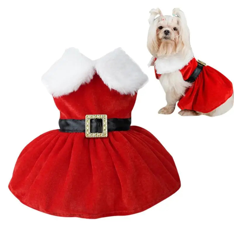 Santa Claus Suit For Dogs Dog Cat Christmas Costume Funny Pet Cosplay Clothes Gold Velvet Fabric Dog Costume Suit Puppy