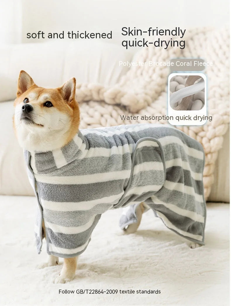 Dog Bathrobe Fully Wrapped with Bath Towel Quick Drying Absorbent Bath Towel Pet Comforter Cat Bath Towel