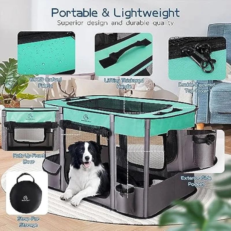 Foldable Dog Cat Playpens,Portable Exercise Kennel Tent,Water-Resistant Removable Shade Cover,Indoor Outdoor Travel Camping Use